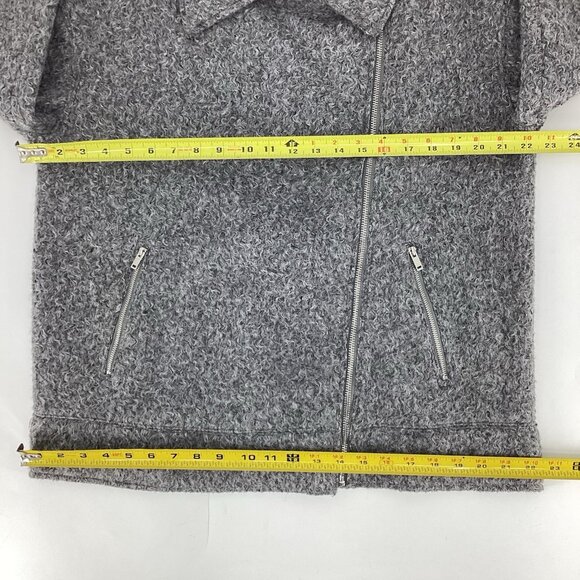 ZARA Women’s Bouclé Loft Moto Zip Point Collar Jacket Gray Size Medium EUC - Picture 6 of 15
